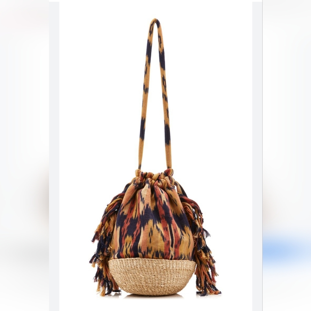 Ulla Johnson Anita Abaca-Paneled Printed Cotton Basket Bag